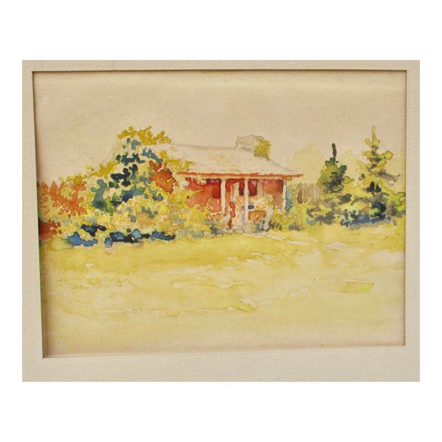 Vintage Watercolor Landscape Early 20th For Sale