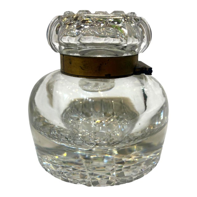 Antique French Cut Glass Inkwell, Desk Accessory, Circa 1880 For Sale