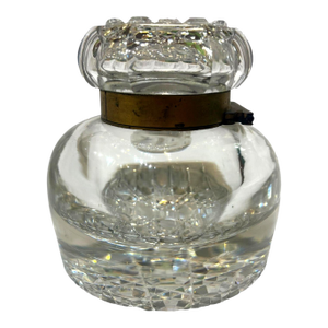 Antique French Cut Glass Inkwell, Desk Accessory, Circa 1880