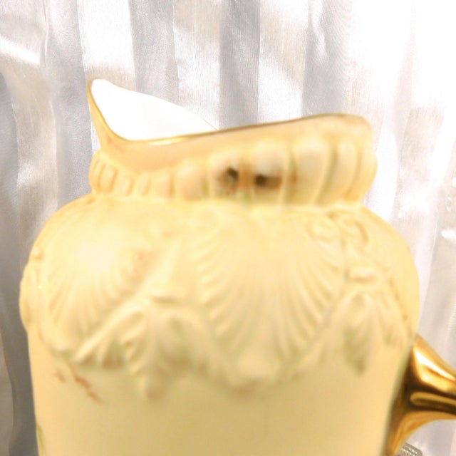 1930s Royal Rudolstadt Cream Porcelain Pitcher With Purple Flowers For Sale - Image 9 of 12