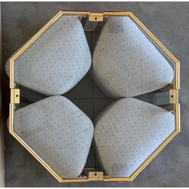 Mid 20th Century Hexagonal Gilded Coffee or Side Table with Four Nesting Stools with Glass Top For Sale - Image 4 of 18