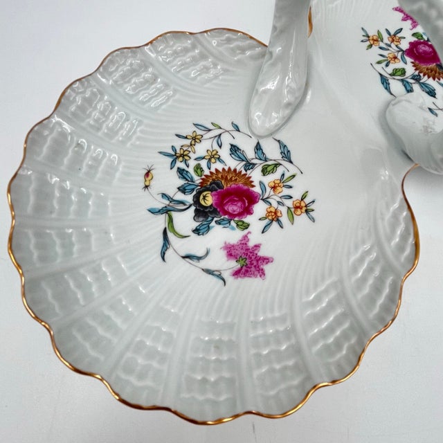 Haviland & Co. Vintage Haviland Limoges Pondichery Double Scallop Shell Handled Serving Dish Compote Dish For Sale - Image 4 of 11