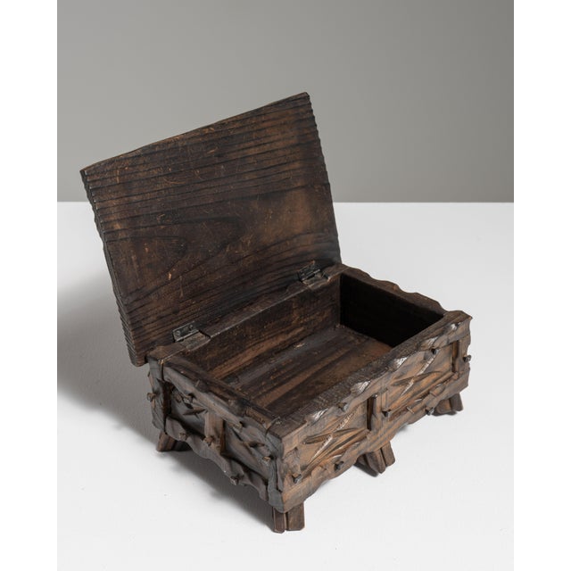 Early 20th Century Dark Brown Spanish Hand-Carved Wood Box For Sale - Image 14 of 15