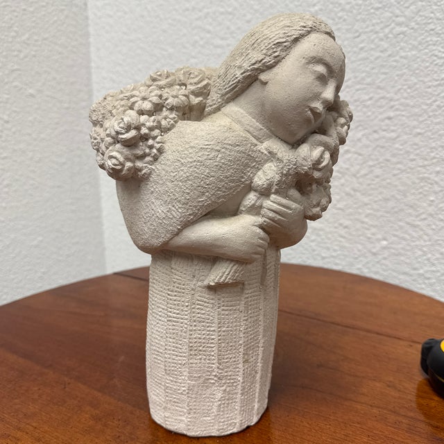 Flower Bearer Figural Sculpture, Vintage For Sale - Image 12 of 12