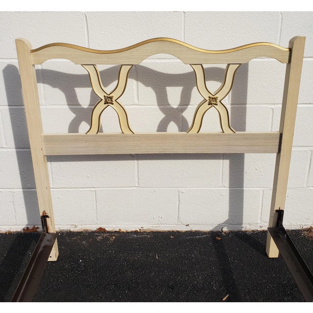 Pair of Mid-Century French Country Twin Size Bedframes and Bedside Chest Set For Sale - Image 9 of 13