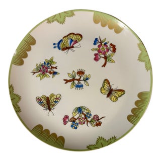 Hand Painted Chinoiserie Butterfly Garden Party Decorative Plate For Sale