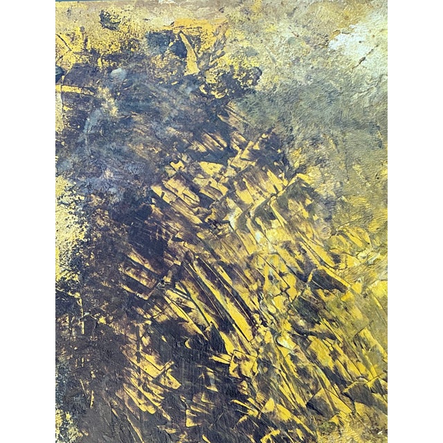 Yellow Vintage Original Abstract Oil on Canvas For Sale - Image 8 of 12