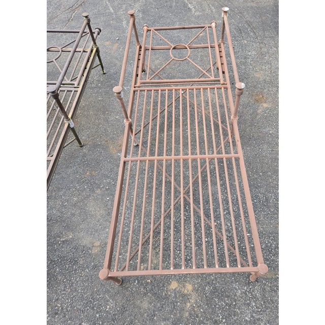 Late 20th Century Vintage Wrought Iron Outdoor Chaise Lounges - Set of 2 For Sale - Image 5 of 11