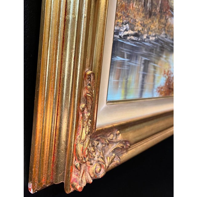 After Erd Porret, Riverbank in Autumn, Oil on Canvas For Sale - Image 10 of 13