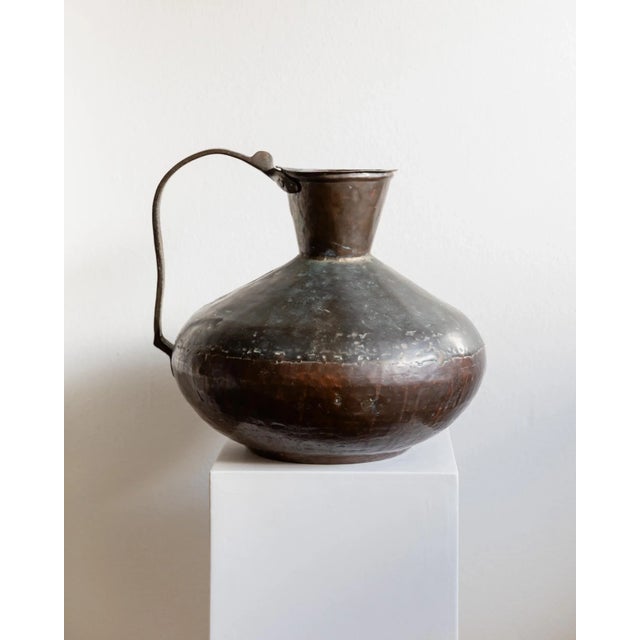 Large Antique Hand-Hammered Copper and Bronze Jug, Italy, 1700s For Sale - Image 5 of 11