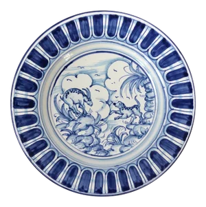 Blue and White Italian Hand Painted Faenza Delft Plate
