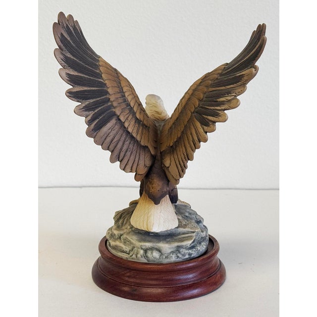 Vintage Porcelain Bald Eagle Figurine on Wood Stand For Sale In Kansas City - Image 6 of 7