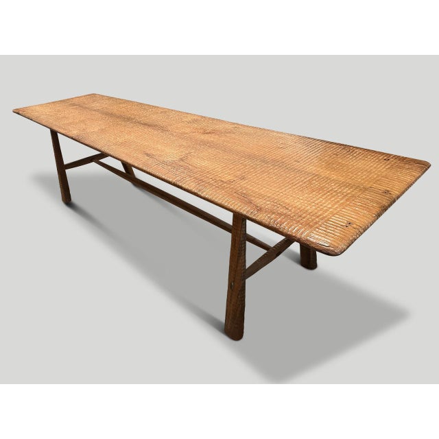 Andrianna Shamaris Impressive Hand Carved Teak Wood Dining Table or Console For Sale - Image 9 of 18
