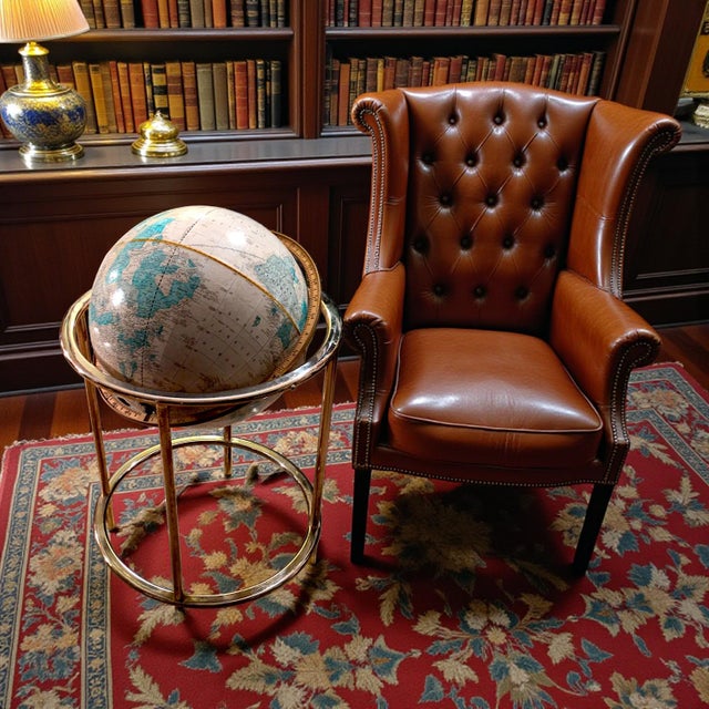 Mid-Century Modern Collectible Cartographic Vintage 16" Cram's Imperial World Globe on Brass Toned Floor Stand For Sale - Image 3 of 11