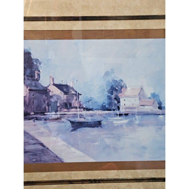 Mid 20th Century Morning Harbor Signed Print by Ted Goerschner - Framed 53 X 35 For Sale In Dallas - Image 6 of 10