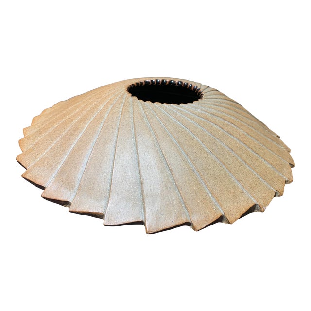 1970s Vintage Native American Handmade Round Spiral “ufo” Shaped Sculpture Vessel For Sale