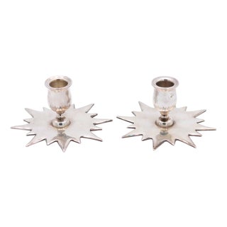 Star-Shaped Silver Candlesticks, Set of 2 For Sale