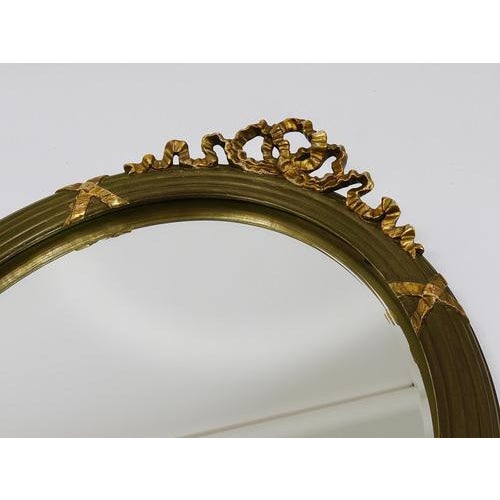 Gustavian Neoclassical Oval Gilt Wood Faceted Wall Mirror, Italy, 1900s For Sale - Image 4 of 14