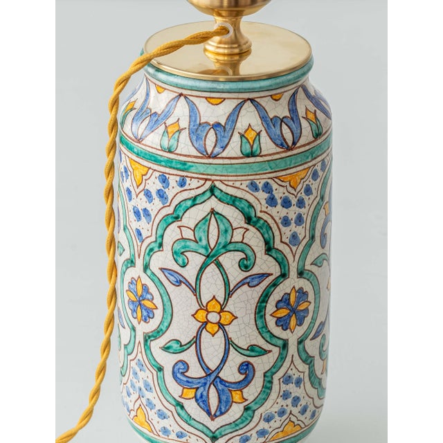 Spanish Moorish Hand-Painted Ceramic Table Lamp For Sale - Image 10 of 17