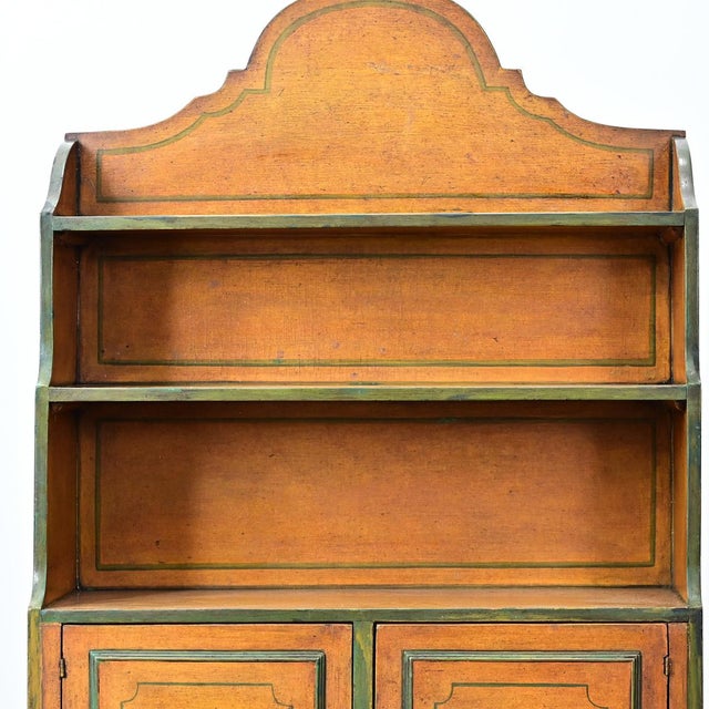 Brown English Early 20th Century Painted Pine Waterfall Bookcase For Sale - Image 8 of 15