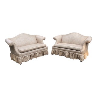 Vintage Ethan Allen Camelback Chippendale Style Loveseats - a Pair For Sale