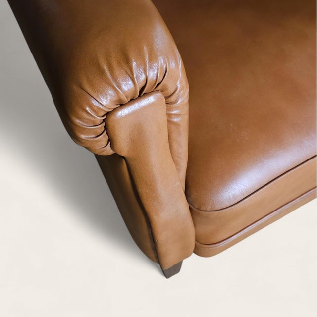 English 1960s German Cognac Leather Lounge Chair With Tufted Back For Sale - Image 3 of 6