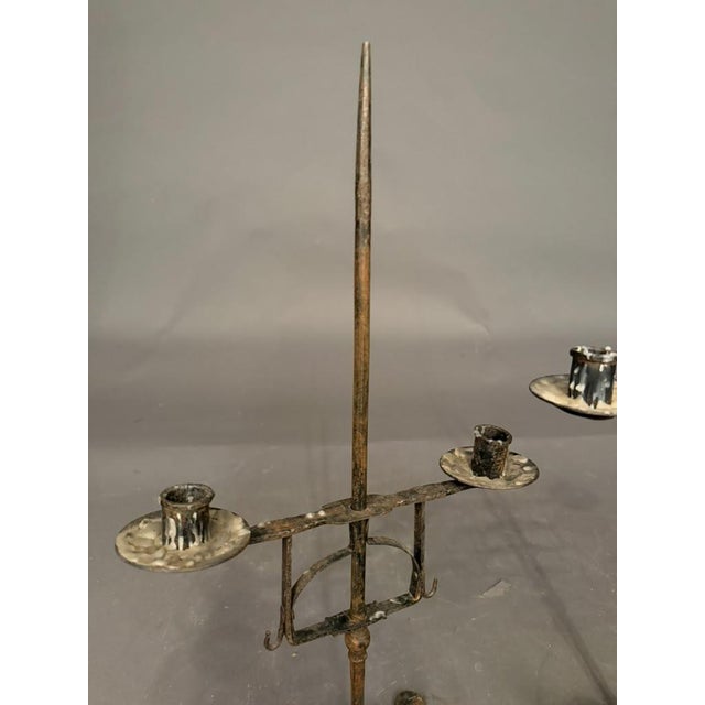 Metal Pair of French Wrought Iron Candelabras, Circa 1850 For Sale - Image 7 of 13