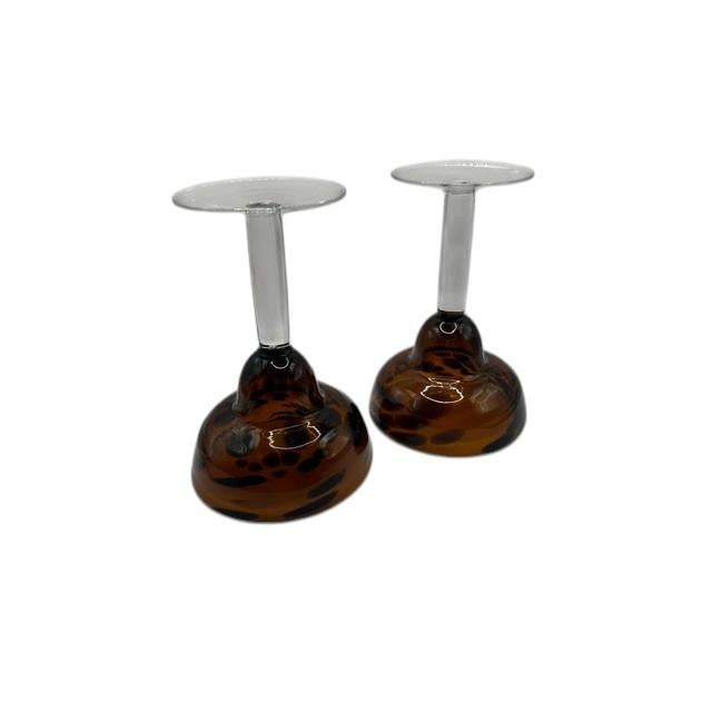 Vintage Hand Blown Tortoise Shell Margarita Glasses - Set of 2 For Sale In Birmingham - Image 6 of 10