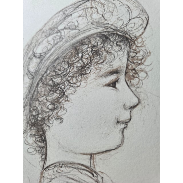 Brown Edna Hibel "Ove" & "Elisabet"- Signed Lithographs-Two (2) Child Portraits - 10 1/4 X 16- Child Portraits Unframed For Sale - Image 8 of 9