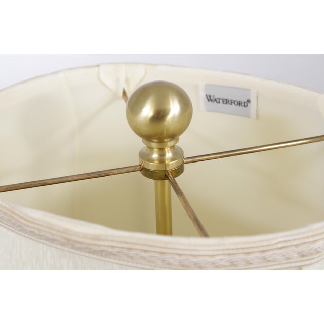 1980s Waterford Brass & Crystal 2 Light Desk Lamp For Sale In Philadelphia - Image 6 of 17