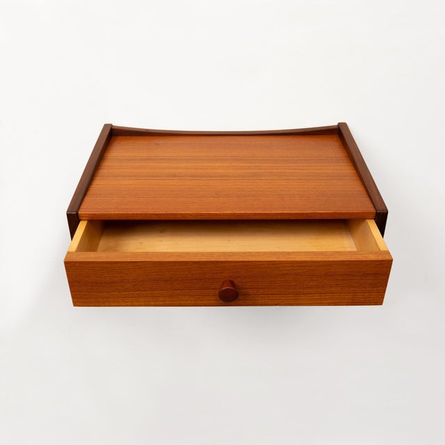 Brown Vintage Danish Mid-Century Floating Teak Nightstands—Pair For Sale - Image 8 of 10