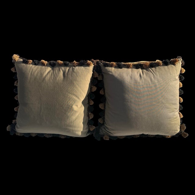 Antique French Tapestry Pillows Floral Needlepoint Tassels, Pair For Sale In San Diego - Image 6 of 7