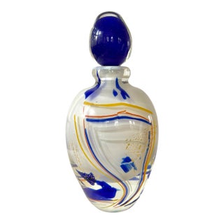 Vintage Art Glass Decanter Signed For Sale