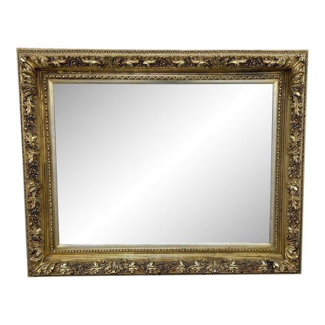 Vintage Gold Finish Ornate Wall Mirror For Sale