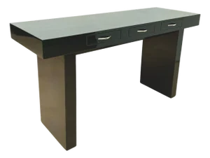 Italian Design Console in Green Lacquer, Walnut & Chrome, Italy, 1970