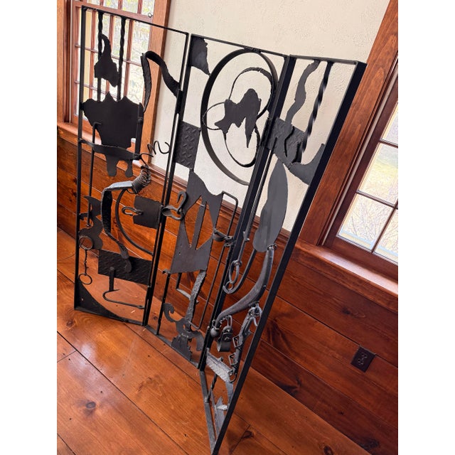 Black Scrap Metal Screen Sculpture For Sale - Image 8 of 8