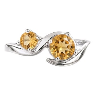 Citrine 925 Sterling Silver Ring | November Birthstone Toi Et Moi Ring | Yellow Gemstone Swirl Ring Us 7 (All Sizes Available) For Sale