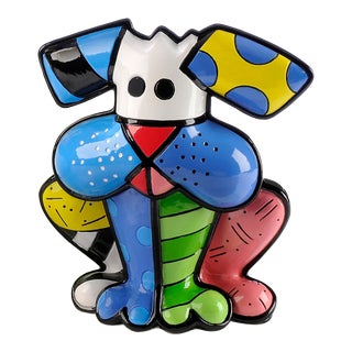 "Terrier" Romero Britto Pop Art First Edition Polyresin Sculpture For Sale