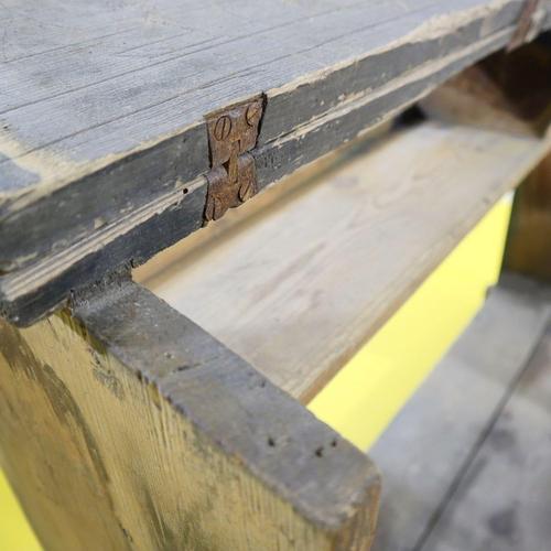 Double Wooden School Desk with Integrated Seats For Sale - Image 6 of 11