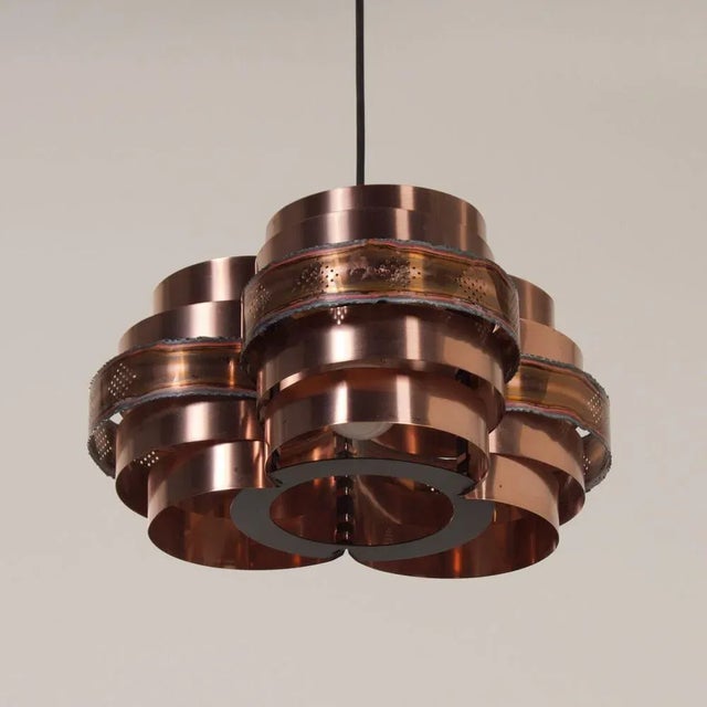 Danish Copper Pendant attributed to Werner Schou for Coronell Elektro, 1970s For Sale - Image 3 of 11