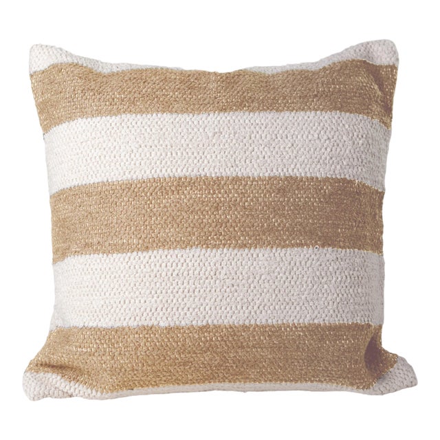 Casa Cubista Handmade Camel Striped Cotton Pillow For Sale