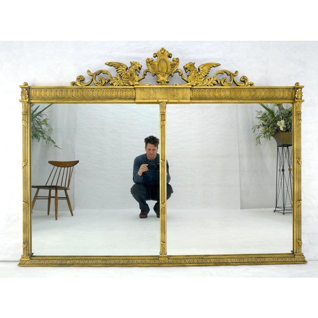 Large c1920s 65x49 Rectangle Neoclassical Gilt Mirror w/ Griffins MINT For Sale - Image 13 of 16