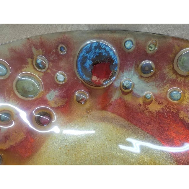 Glass Vintage 1970s Op Art Dichroic Glass Centerpiece Bowl — Color Explosion Design For Sale - Image 7 of 10