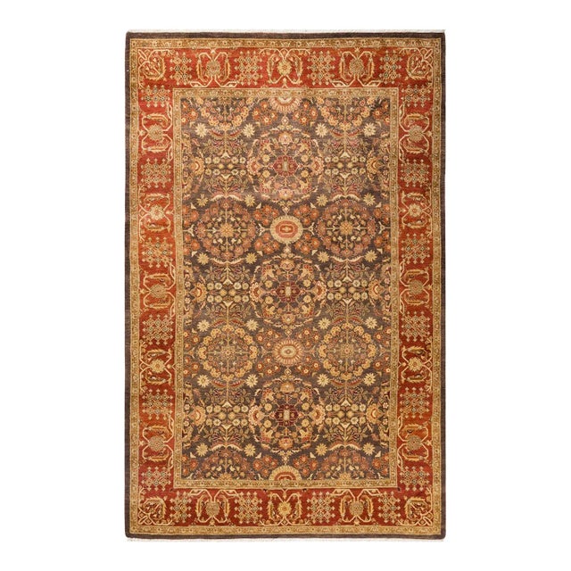 Vintage Traditional Hand Knotted Wool Area Rug, Brown - 6'1" X 9'6" For Sale - Image 9 of 9