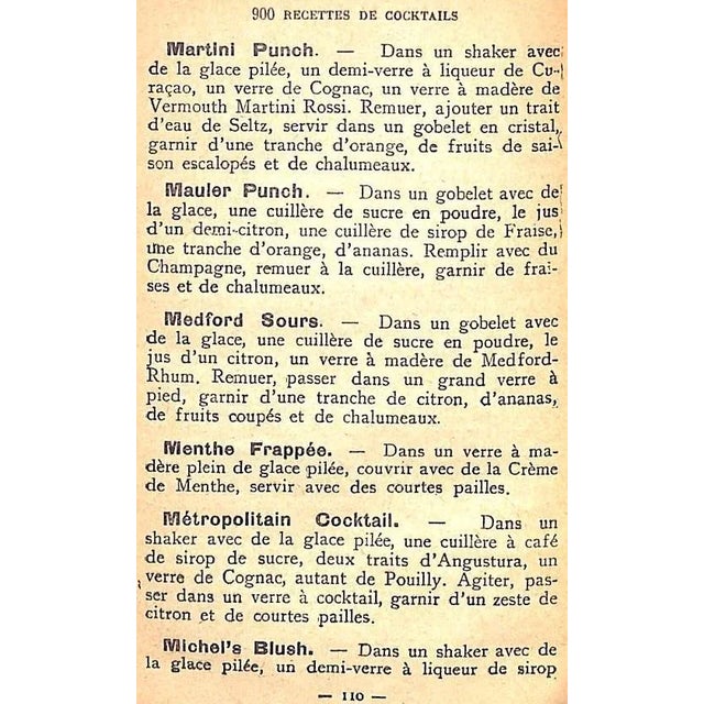 "900 Recettes De Cocktails Et Boissons Americaines" Book 1947 Torelli, Adolphe For Sale - Image 4 of 8