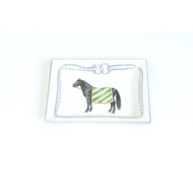 Devon Collection Equestrian Catchall Tray, Horse with Yellow Stripe, Made in Italy for The Mane Lion. Devon Collection...