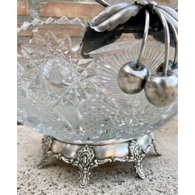 Antique Art Deco French Cut Glass Fruit Bowl For Sale - Image 5 of 8