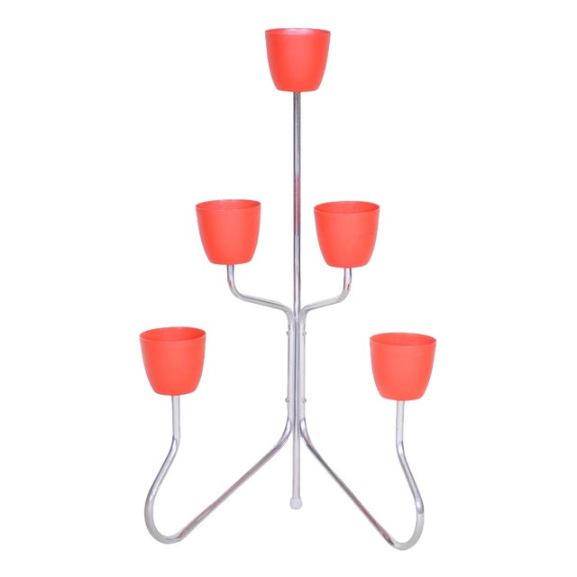 Czech Bauhaus Plant Stand in Chrome-Plated Steel, 1950s For Sale