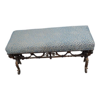 1930s Decorative Wrought Iron Bench For Sale