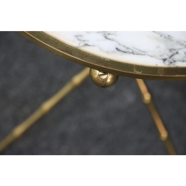 Italian Mid Century Faux Bamboo Brass & Marble Table For Sale - Image 4 of 7